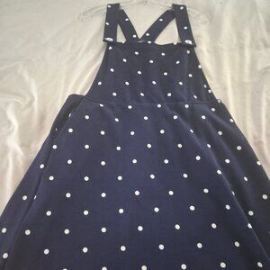 Navy Polka Dot Overall Dress